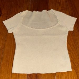 Cropped Square neck knit top, Shien, crème, size small, never worn